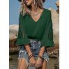 image:imageSHEWIN Womens Blouses V Neck T Shirts Pullover 34 Length Sleeve Tops Business Casual Spring Outfits for Women 2026Blackish Green