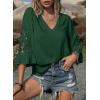 image:imageSHEWIN Womens Blouses V Neck T Shirts Pullover 34 Length Sleeve Tops Business Casual Spring Outfits for Women 2026Blackish Green