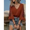 image:imageSHEWIN Womens Blouses V Neck T Shirts Pullover 34 Length Sleeve Tops Business Casual Spring Outfits for Women 2026Brown