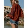 image:imageSHEWIN Womens Blouses V Neck T Shirts Pullover 34 Length Sleeve Tops Business Casual Spring Outfits for Women 2026Brown