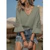 image:imageSHEWIN Womens Blouses V Neck T Shirts Pullover 34 Length Sleeve Tops Business Casual Spring Outfits for Women 2026Green