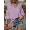 image:imageSHEWIN Womens Blouses V Neck T Shirts Pullover 34 Length Sleeve Tops Business Casual Spring Outfits for Women 2026Orchid Petal