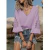 image:imageSHEWIN Womens Blouses V Neck T Shirts Pullover 34 Length Sleeve Tops Business Casual Spring Outfits for Women 2026Orchid Petal