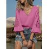 image:imageSHEWIN Womens Blouses V Neck T Shirts Pullover 34 Length Sleeve Tops Business Casual Spring Outfits for Women 2026Pink