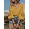 image:imageSHEWIN Womens Blouses V Neck T Shirts Pullover 34 Length Sleeve Tops Business Casual Spring Outfits for Women 2026Yellow