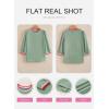 image:imageSHEWIN Womens Casual Crewneck Color Block Chiffon Blouses 34 Sleeve Length Womens Tops ShirtsGreen