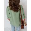 image:imageSHEWIN Womens Casual Crewneck Color Block Chiffon Blouses 34 Sleeve Length Womens Tops ShirtsGreen