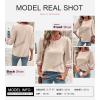 image:imageSHEWIN Womens Casual Crewneck Color Block Chiffon Blouses 34 Sleeve Length Womens Tops ShirtsParchment