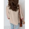 image:imageSHEWIN Womens Casual Crewneck Color Block Chiffon Blouses 34 Sleeve Length Womens Tops ShirtsParchment