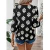 image:imageSHEWIN Womens Casual V Neck Floral Print Chiffon Blouses 34 Sleeve Boho Summer Tops ShirtsBlack