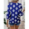 image:imageSHEWIN Womens Casual V Neck Floral Print Chiffon Blouses 34 Sleeve Boho Summer Tops ShirtsBlue