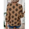 image:imageSHEWIN Womens Casual V Neck Floral Print Chiffon Blouses 34 Sleeve Boho Summer Tops ShirtsBrown