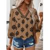 image:imageSHEWIN Womens Casual V Neck Floral Print Chiffon Blouses 34 Sleeve Boho Summer Tops ShirtsBrown