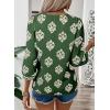 image:imageSHEWIN Womens Casual V Neck Floral Print Chiffon Blouses 34 Sleeve Boho Summer Tops ShirtsDark Green