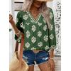image:imageSHEWIN Womens Casual V Neck Floral Print Chiffon Blouses 34 Sleeve Boho Summer Tops ShirtsDark Green