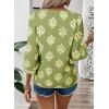 image:imageSHEWIN Womens Casual V Neck Floral Print Chiffon Blouses 34 Sleeve Boho Summer Tops ShirtsGreen