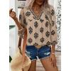 image:imageSHEWIN Womens Casual V Neck Floral Print Chiffon Blouses 34 Sleeve Boho Summer Tops ShirtsKhaki