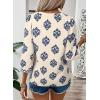 image:imageSHEWIN Womens Casual V Neck Floral Print Chiffon Blouses 34 Sleeve Boho Summer Tops ShirtsLight Blue