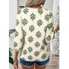 image:imageSHEWIN Womens Casual V Neck Floral Print Chiffon Blouses 34 Sleeve Boho Summer Tops ShirtsLight Green