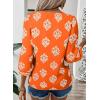 image:imageSHEWIN Womens Casual V Neck Floral Print Chiffon Blouses 34 Sleeve Boho Summer Tops ShirtsOrange