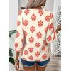 image:imageSHEWIN Womens Casual V Neck Floral Print Chiffon Blouses 34 Sleeve Boho Summer Tops ShirtsRed