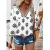 image:imageSHEWIN Womens Casual V Neck Floral Print Chiffon Blouses 34 Sleeve Boho Summer Tops ShirtsWhite