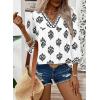 image:imageSHEWIN Womens Casual V Neck Floral Print Chiffon Blouses 34 Sleeve Boho Summer Tops ShirtsWhite