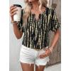 image:imageSHEWIN Womens Casual V Neck Floral Print Chiffon Blouses 34 Sleeve Boho Summer Tops ShirtsY Black
