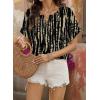 image:imageSHEWIN Womens Casual V Neck Floral Print Chiffon Blouses 34 Sleeve Boho Summer Tops ShirtsY Black