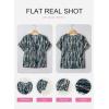 image:imageSHEWIN Womens Casual V Neck Floral Print Chiffon Blouses 34 Sleeve Boho Summer Tops ShirtsY Blue