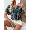 image:imageSHEWIN Womens Casual V Neck Floral Print Chiffon Blouses 34 Sleeve Boho Summer Tops ShirtsY Blue