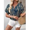 image:imageSHEWIN Womens Casual V Neck Floral Print Chiffon Blouses 34 Sleeve Boho Summer Tops ShirtsY Blue