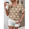 image:imageSHEWIN Womens Casual V Neck Floral Print Chiffon Blouses 34 Sleeve Boho Summer Tops ShirtsY Khaki