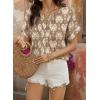 image:imageSHEWIN Womens Casual V Neck Floral Print Chiffon Blouses 34 Sleeve Boho Summer Tops ShirtsY Khaki