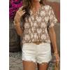 image:imageSHEWIN Womens Casual V Neck Floral Print Chiffon Blouses 34 Sleeve Boho Summer Tops ShirtsY Khaki