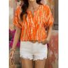image:imageSHEWIN Womens Casual V Neck Floral Print Chiffon Blouses 34 Sleeve Boho Summer Tops ShirtsY Orange
