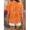 image:imageSHEWIN Womens Casual V Neck Floral Print Chiffon Blouses 34 Sleeve Boho Summer Tops ShirtsY Orange