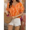 image:imageSHEWIN Womens Casual V Neck Floral Print Chiffon Blouses 34 Sleeve Boho Summer Tops ShirtsY Orange