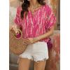 image:imageSHEWIN Womens Casual V Neck Floral Print Chiffon Blouses 34 Sleeve Boho Summer Tops ShirtsY Rose