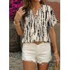 image:imageSHEWIN Womens Casual V Neck Floral Print Chiffon Blouses 34 Sleeve Boho Summer Tops ShirtsY White
