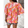 image:imageSHEWIN Womens Casual V Neck Floral Print Chiffon Blouses 34 Sleeve Boho Summer Tops ShirtsZ Orange