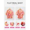image:imageSHEWIN Womens Casual V Neck Floral Print Chiffon Blouses 34 Sleeve Boho Summer Tops ShirtsZ Orange