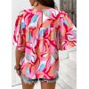 image:imageSHEWIN Womens Casual V Neck Floral Print Chiffon Blouses 34 Sleeve Boho Summer Tops ShirtsZ Pink