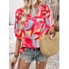image:imageSHEWIN Womens Casual V Neck Floral Print Chiffon Blouses 34 Sleeve Boho Summer Tops ShirtsZ Red