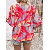 image:imageSHEWIN Womens Casual V Neck Floral Print Chiffon Blouses 34 Sleeve Boho Summer Tops ShirtsZ Red