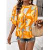 image:imageSHEWIN Womens Casual V Neck Floral Print Chiffon Blouses 34 Sleeve Boho Summer Tops ShirtsZ Yellow