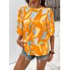 image:imageSHEWIN Womens Casual V Neck Floral Print Chiffon Blouses 34 Sleeve Boho Summer Tops ShirtsZ Yellow