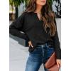 image:imageSHEWIN Womens Casual V Neck Sweatshirt Long Sleeve Lightweight Drop Shoulder Solid Pullover TopsBlack
