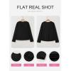 image:imageSHEWIN Womens Casual V Neck Sweatshirt Long Sleeve Lightweight Drop Shoulder Solid Pullover TopsBlack