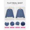 image:imageSHEWIN Womens Casual V Neck Sweatshirt Long Sleeve Lightweight Drop Shoulder Solid Pullover TopsBlue